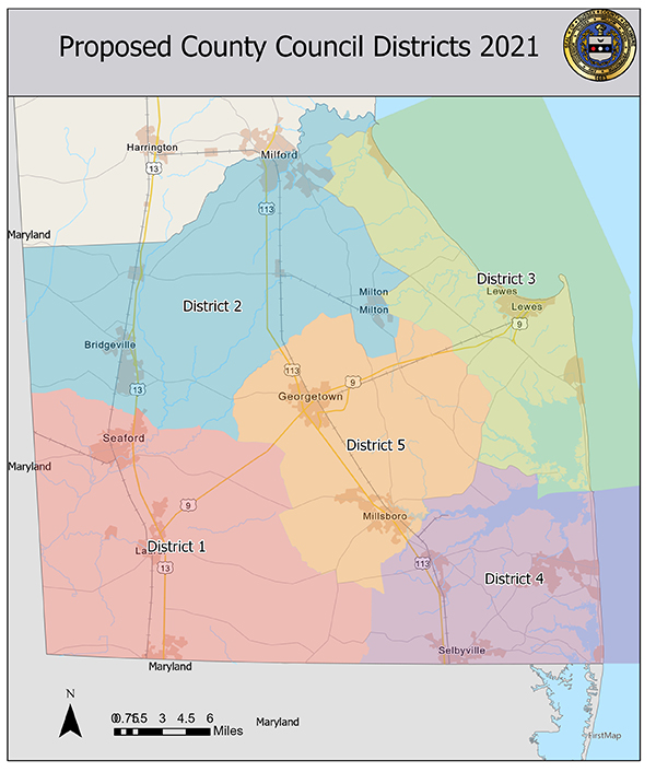 Map of proposed 2021 County Council Districts