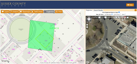 example map with eagleview option showing